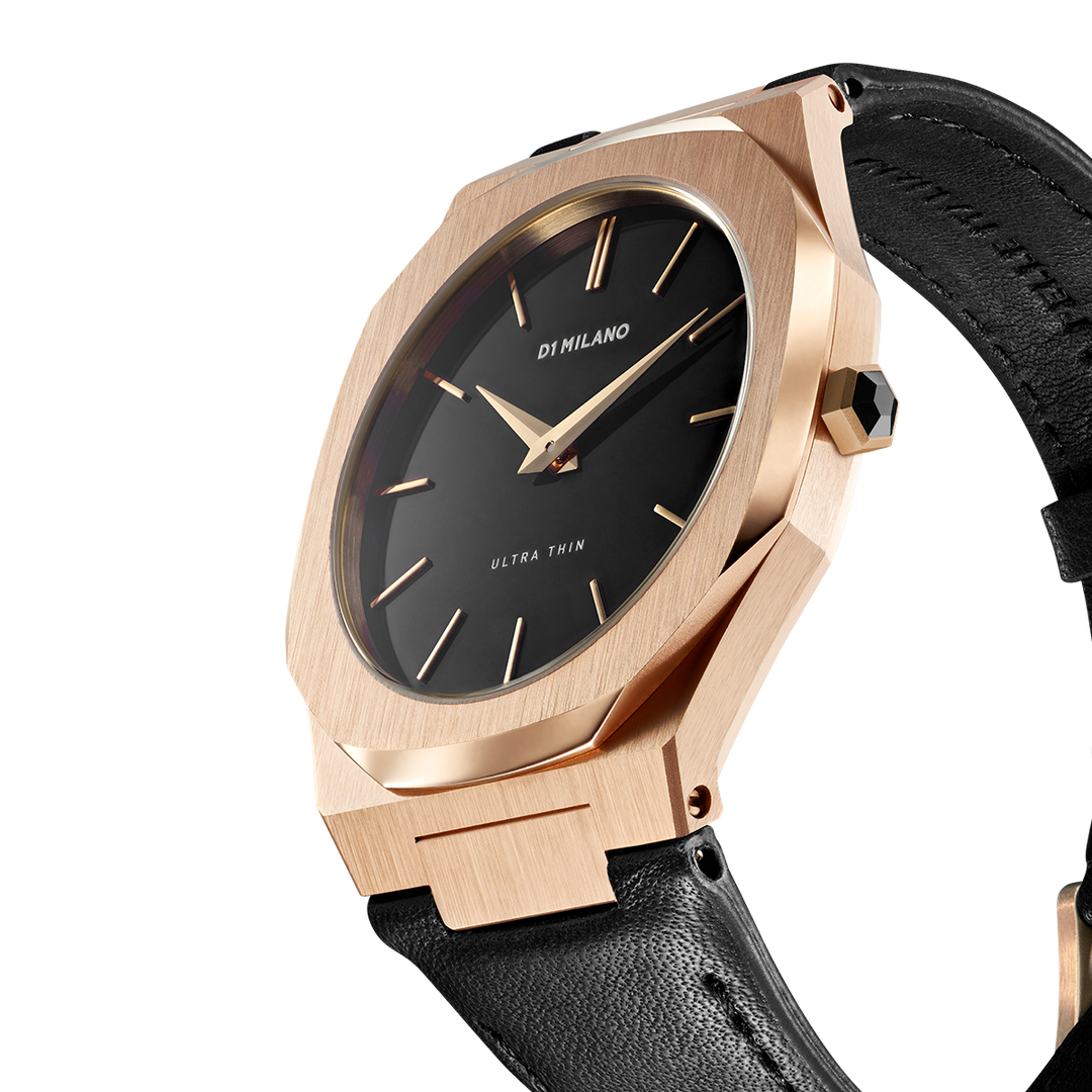 D1 Milano Ultra Slim 40mm Rose Gold Leather Watch