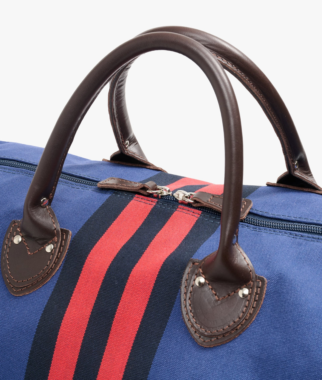 My Style Bags Harvard Rugby Duffel Travel Bag in Blue with Red/Black Stripes for Men