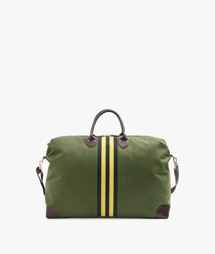 My Style Bags Harvard Rugby Duffel Travel Bag in Forest Green with Green/Yellow Stripes for Men