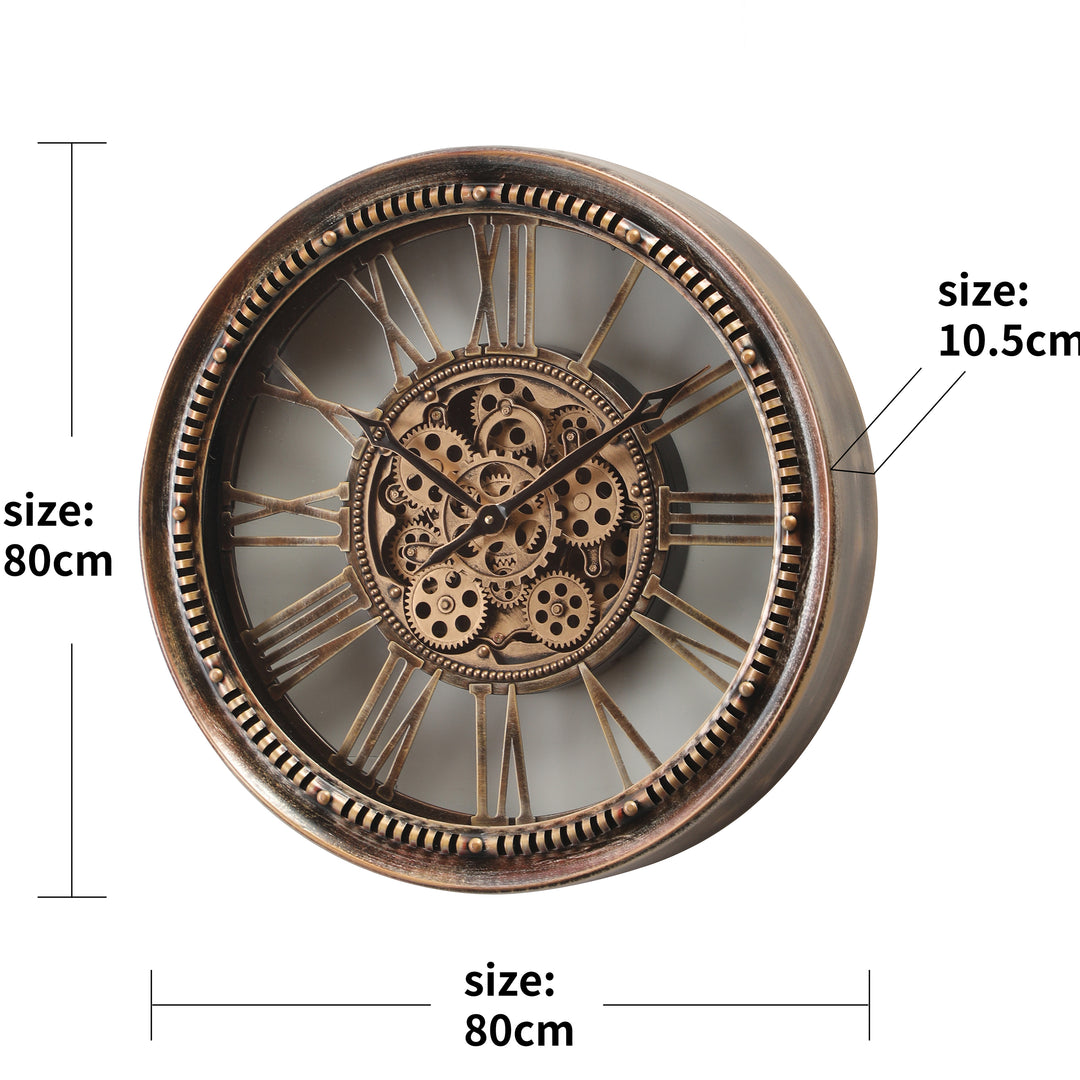 The Majesty Round Industrial Moving Cogs Wall Clock