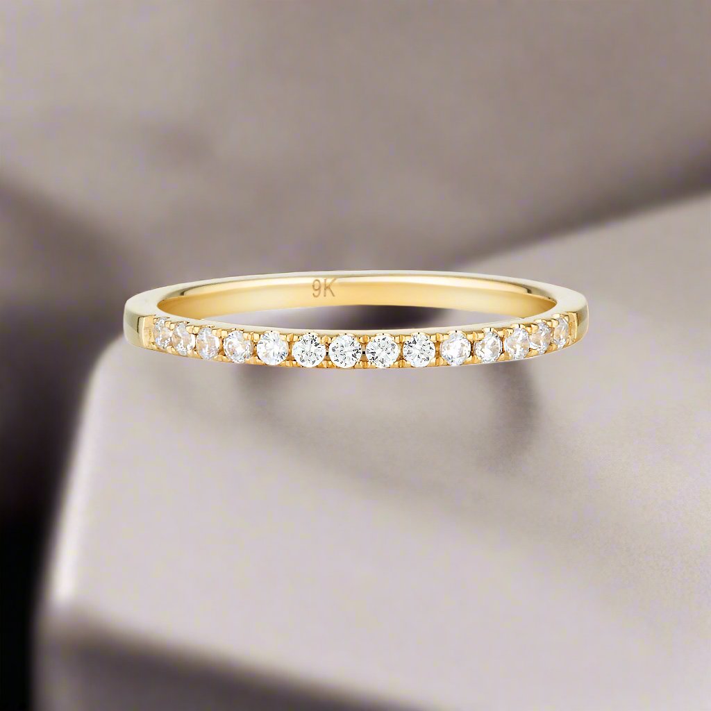 Georgini Gold Round Brilliant Cut Moissanite Wedding Band In 9ct Yellow Gold