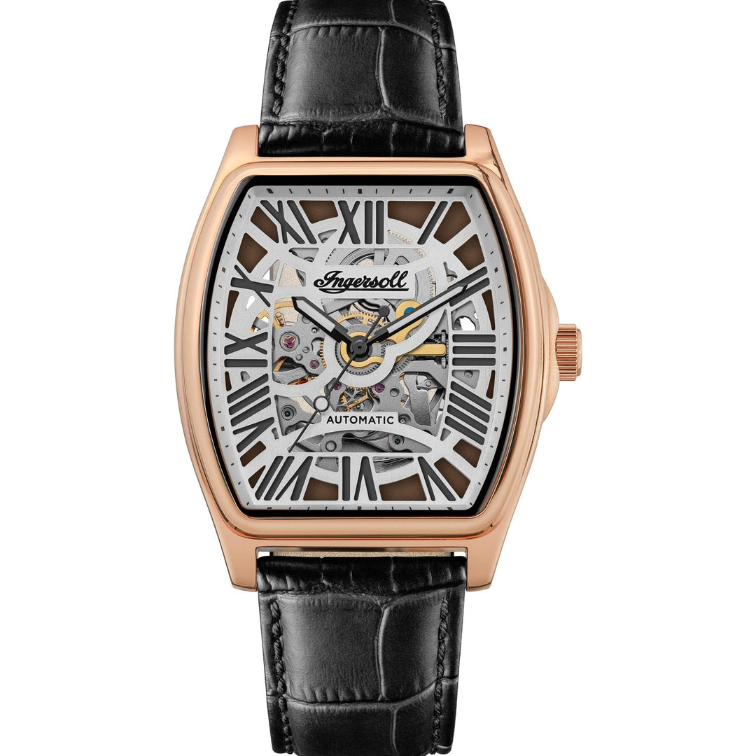 Ingersoll Chronograph Watches Ingersoll The California Automatic Rose Gold Black Leather Strap Watch Ingersoll The California Automatic Rose Gold Black Leather Strap Watch Brand