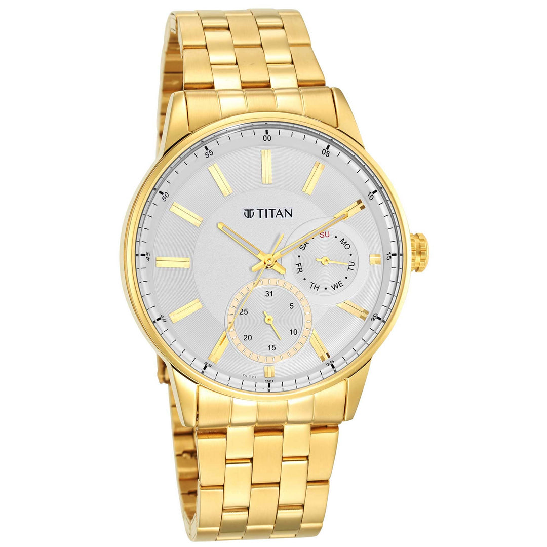 Titan Chronograph Watches Titan Quartz Analogue White Dial Stainless Steel Strap Watch for Men Brand