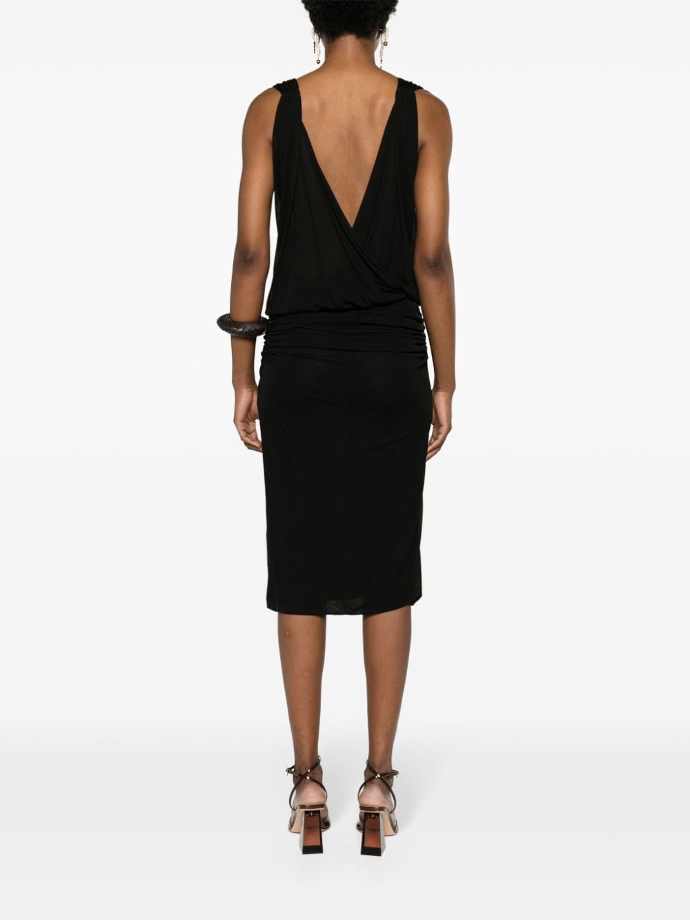 Saint Laurent Dresses 36 Saint Laurent Black Draped V-Neck Sleeveless Dress Saint Laurent Black Draped V-Neck Sleeveless Dress – Elegant and Sophisticated Brand