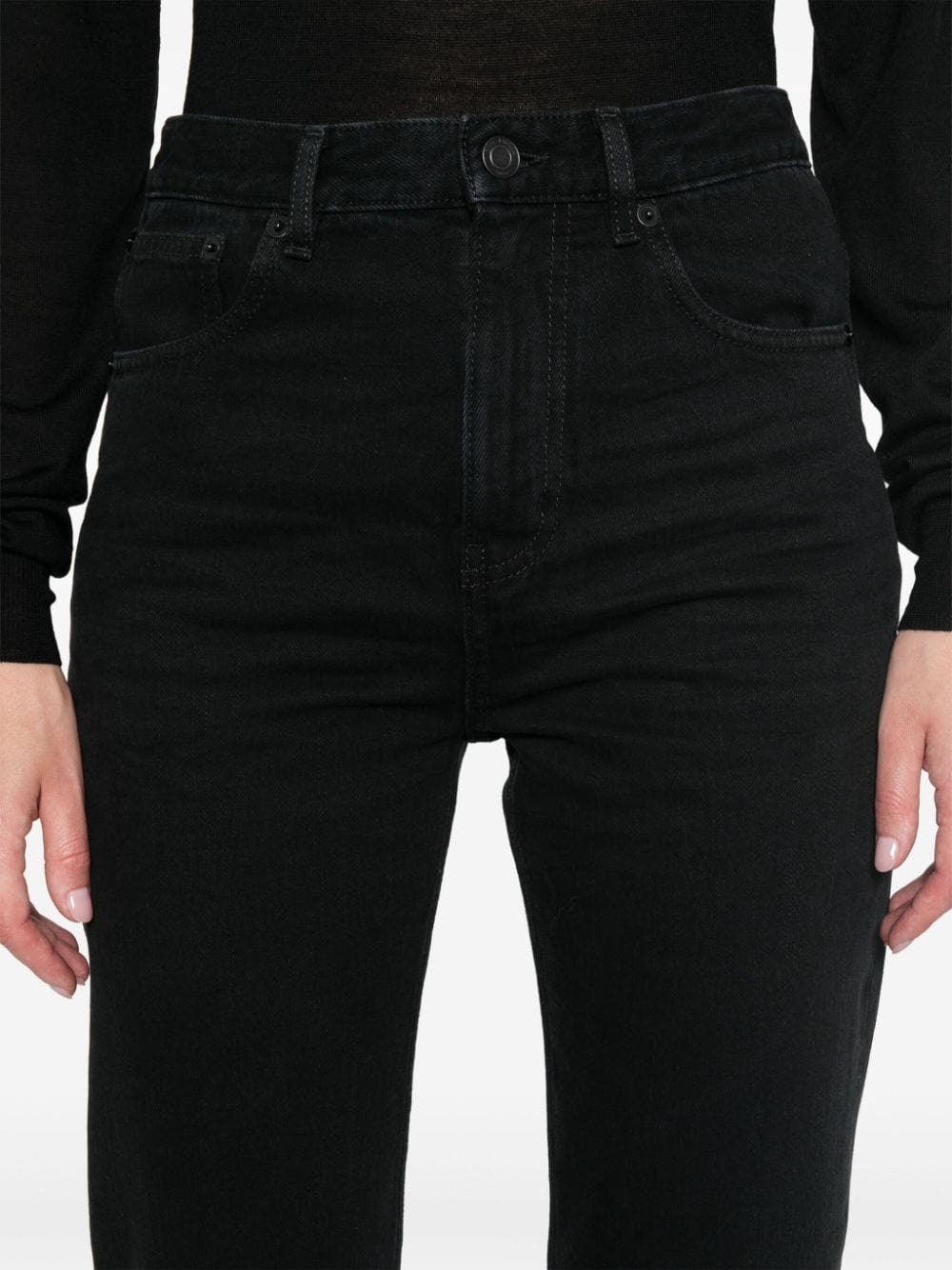 Saint Laurent Jeans 27 Saint Laurent Jeans Black Saint Laurent Black Straight-Leg Jeans Logo Patch at Italian Luxury Group Brand