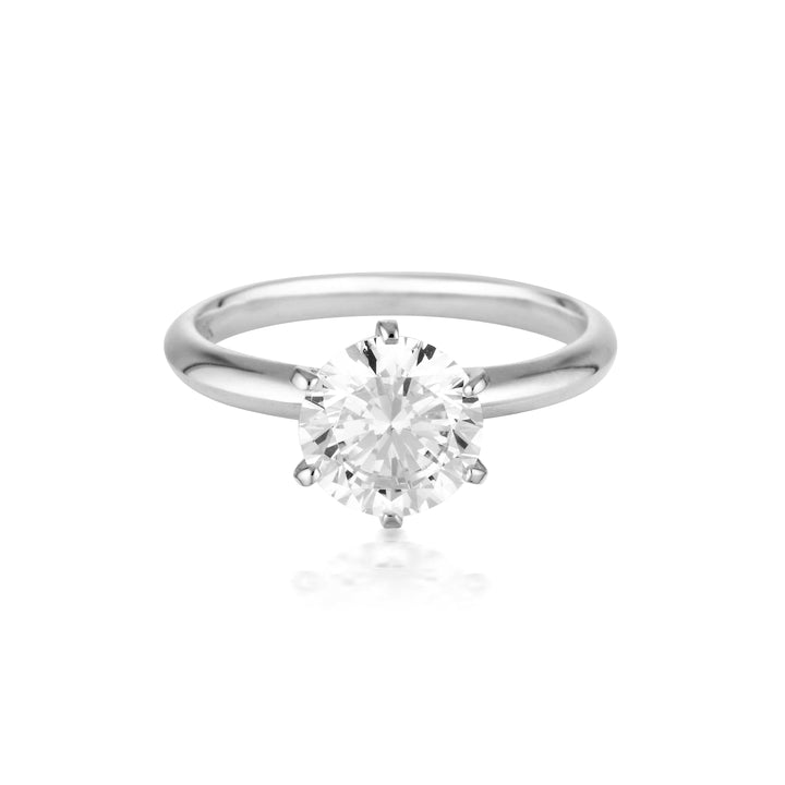 Georgini Ring 6 Georgini Gold Round Brilliant Cut 2ct Moissanite Solitaire With Knife Edge Band In White Gold Georgini Gold Round Brilliant Cut 2ct Moissanite Solitaire With Knife Edge Band In White Gold Brand