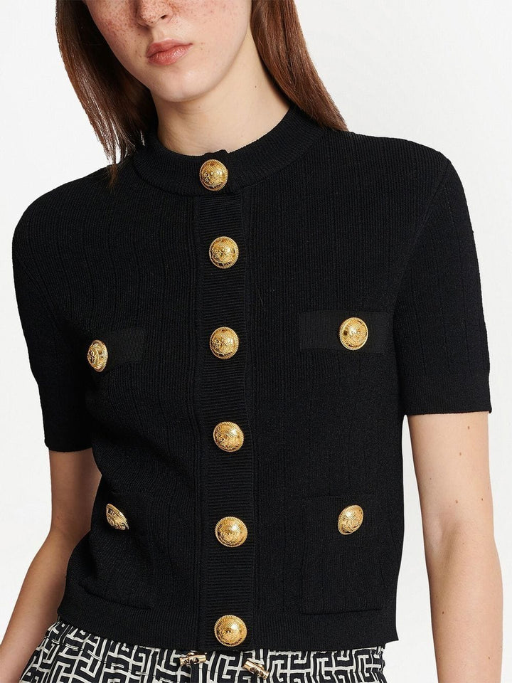 Balmain Topwear Balmain Button Knitted Sweater Balmain Black Button Knitted Sweater Brand