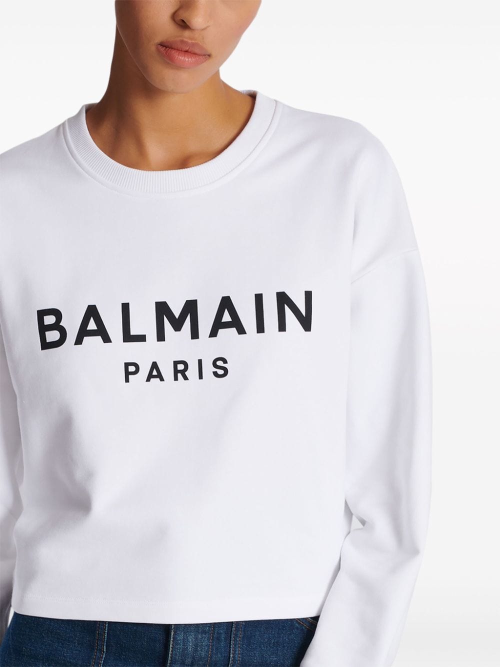 Balmain Topwear M Balmain Cotton Logo Sweater Balmain White Cotton Logo Sweater Brand