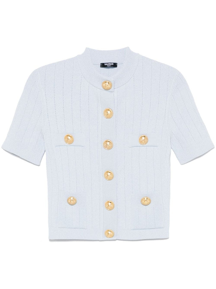 Balmain Topwear Balmain Sweater Balmain Light Blue Sweater Brand