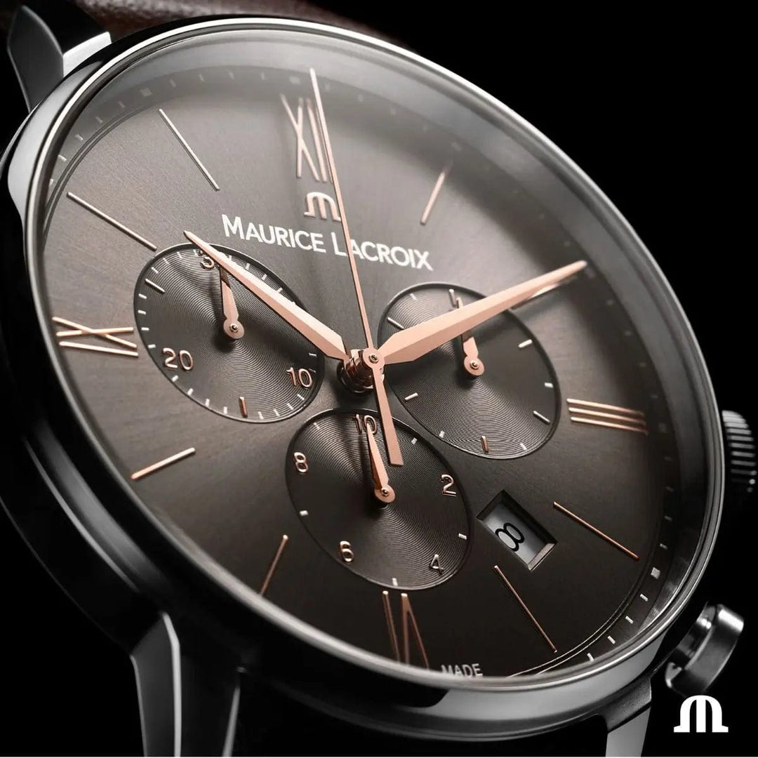 Maurice Lacroix Watch Maurice Lacroix ELIROS Chronograph Watch 40mm Brown Strap Marurice Lacroix ELIROS Chronograph Watch 40mm Brown Strap Free Shipping Brand