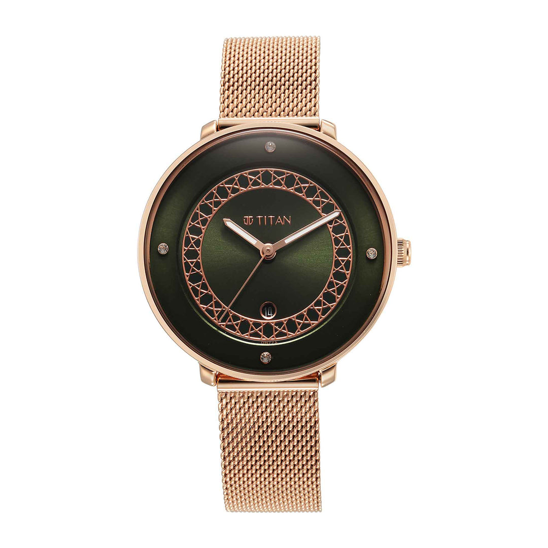 Titan Marhaba Green Dial Analogue Stainless Steel Strap watch for Women